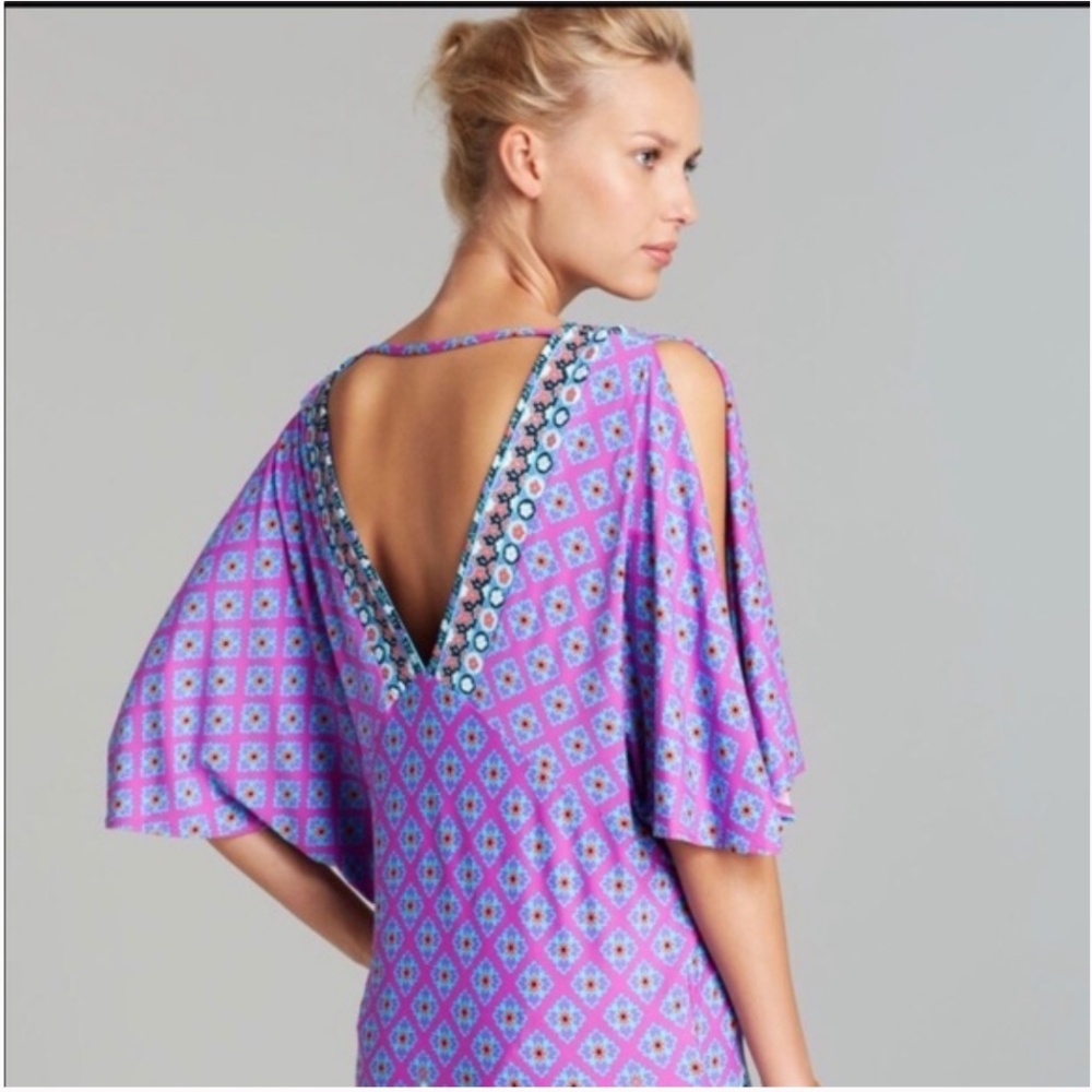 Nannette Lepore Purple Moroccan Medallion Swimsuit Cover Up Tunic Small - Picture 2 of 9